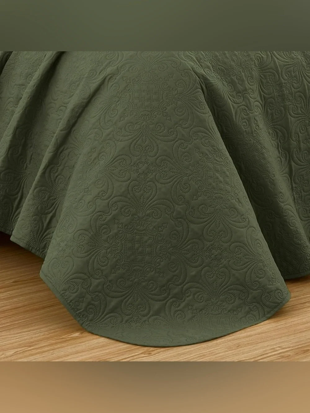 Olive Green Queen 3 piece Quilted Bedspread Set